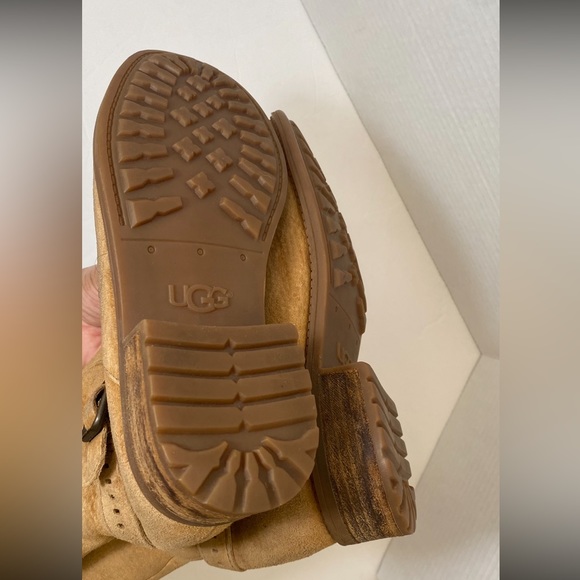 UGG Pre-Owned Women's Keppler Chestnut Brown Leather Buckle Ankle Boots, Size 7 - Picture 7 of 10